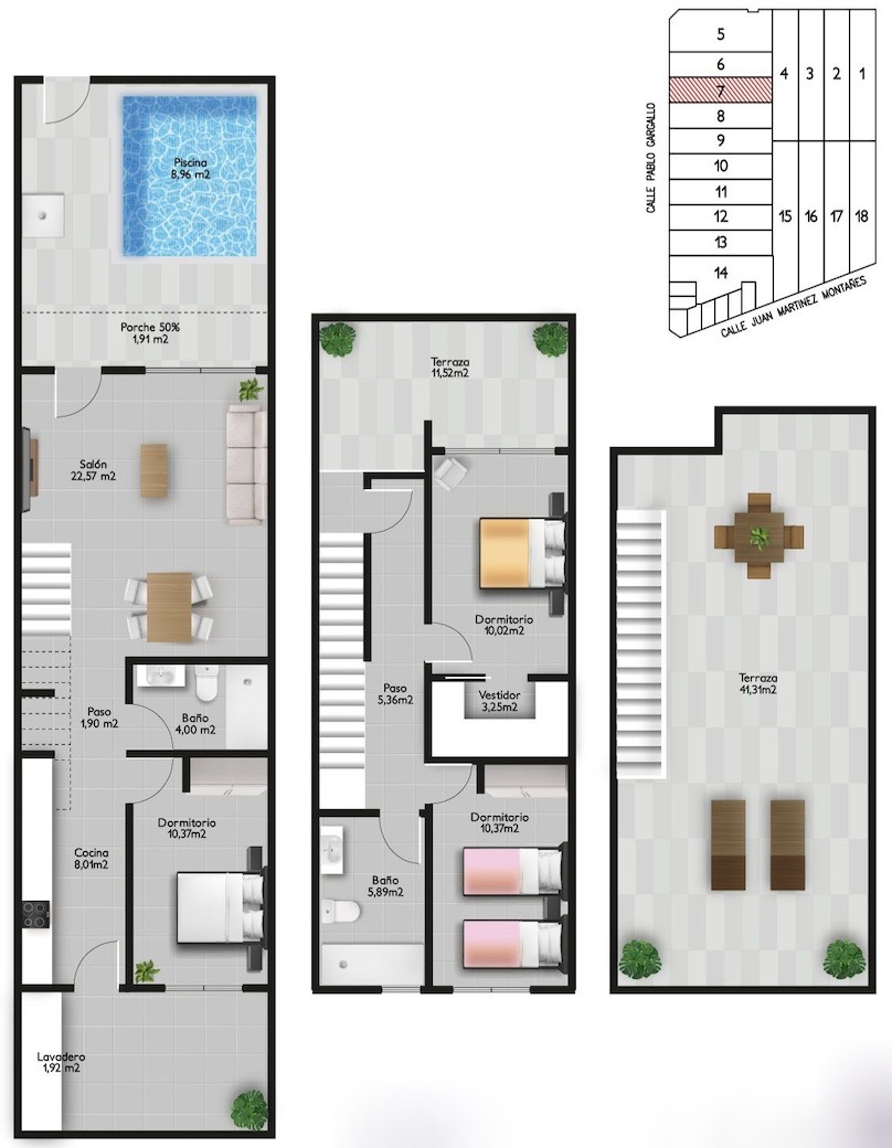 Plan piętra dla Luxury Villa ref 3801 dla sale w San Pedro Del Pinatar Hiszpania - Murcia Dreams