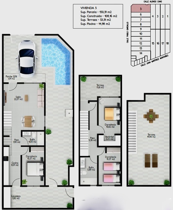 Plan piętra dla Luxury Villa ref 3802 dla sale w San Pedro Del Pinatar Hiszpania - Murcia Dreams