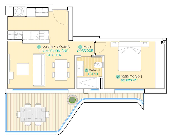 Plan piętra dla Apartment ref 3811 dla sale w Isea Calma Hiszpania - Murcia Dreams