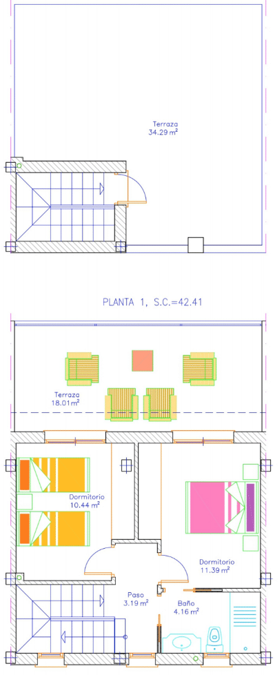 Plan piętra dla Villa ref 4172 dla sale w AVILESES Hiszpania - Murcia Dreams