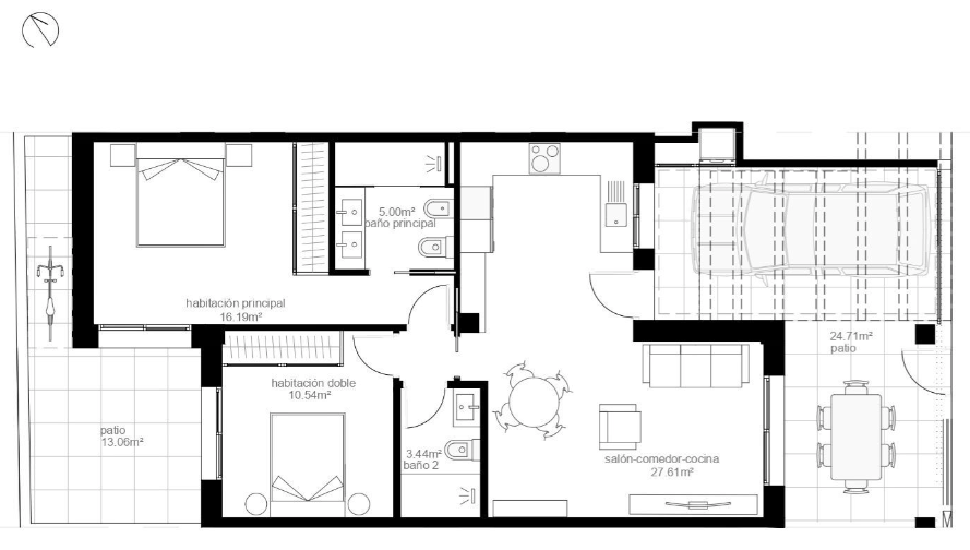 Floor plan for Apartment ref 4171 for sale in PILAR DE LA HORADADA Spain - Murcia Dreams