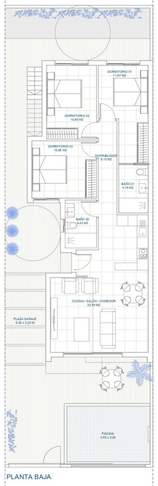 Plan piętra dla Villa ref 4379 dla sale w LOS ALCAZARES Hiszpania - Murcia Dreams