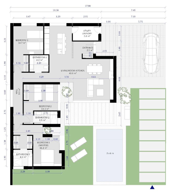 Floor plan for Villa ref 4390 for sale in ALTAONA GOLF AND COUNTRY VILLAGE Spain - Murcia Dreams