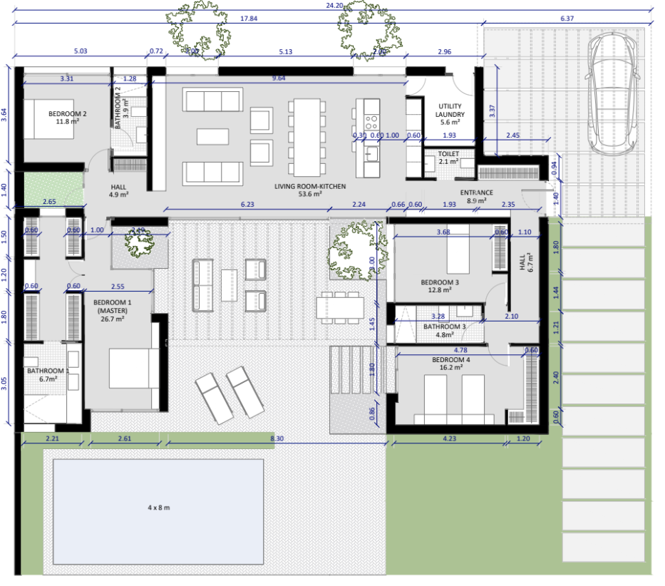 Floor plan for Villa ref 4392 for sale in ALTAONA GOLF AND COUNTRY VILLAGE Spain - Murcia Dreams