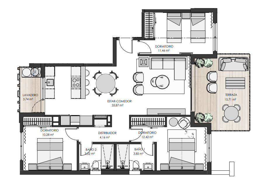 Plan piętra dla Apartment ref 4192 dla sale w SANTA ROSALIA LAKE AND LIFE RESORT Hiszpania - Murcia Dreams