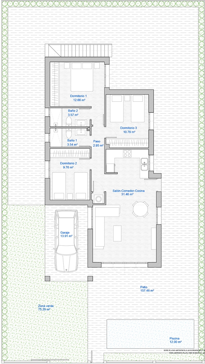 Floor plan for Villa ref 4412 for sale in LOS ALCAZARES Spain - Murcia Dreams