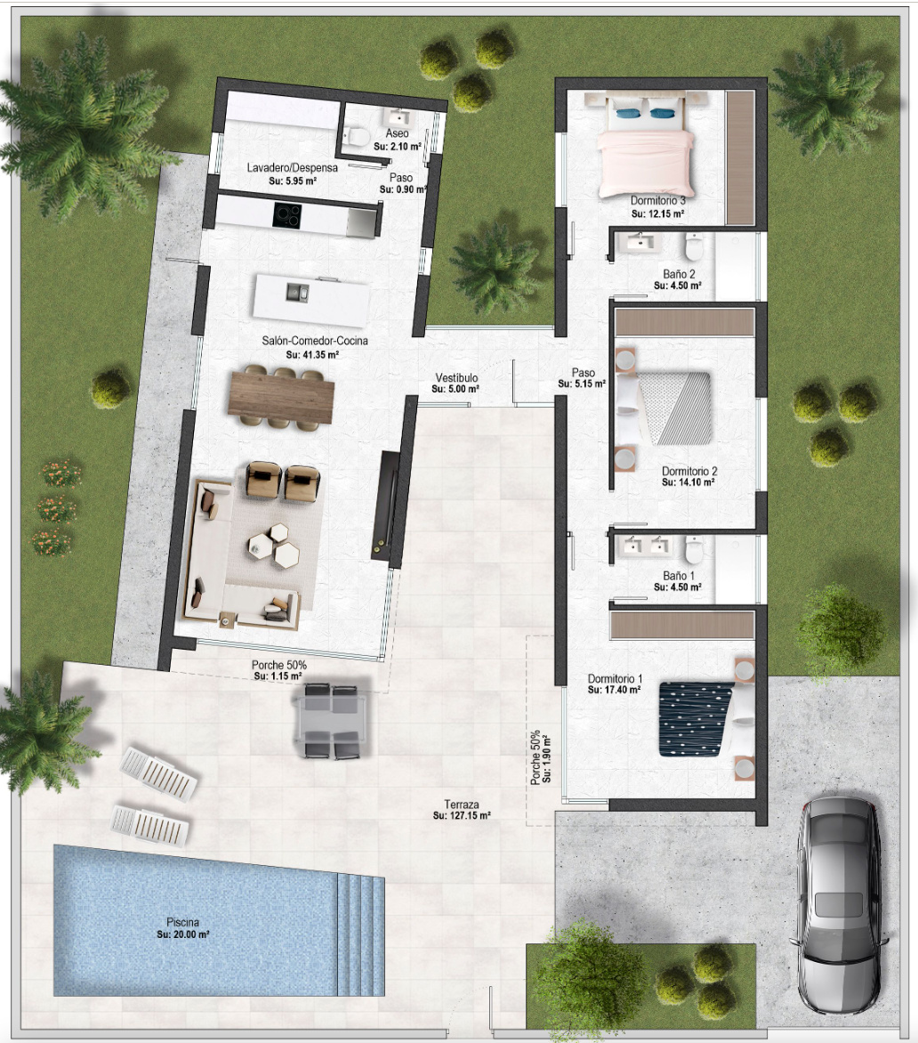 Floor plan for Villa ref 4404 for sale in ALTAONA GOLF AND COUNTRY VILLAGE Spain - Murcia Dreams