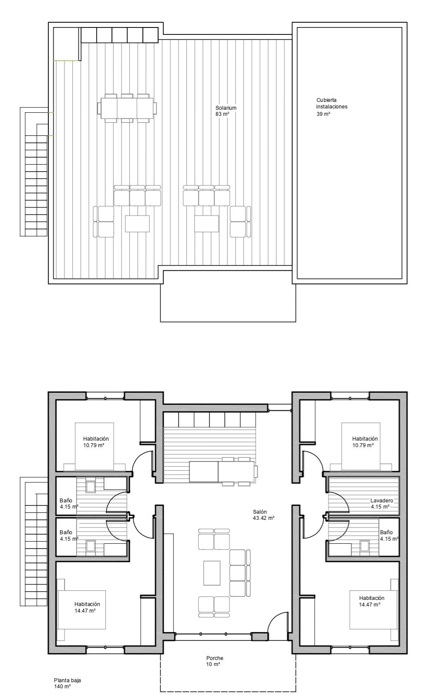 Plan piętra dla Villa ref 4221 dla sale w ROLDAN Hiszpania - Murcia Dreams