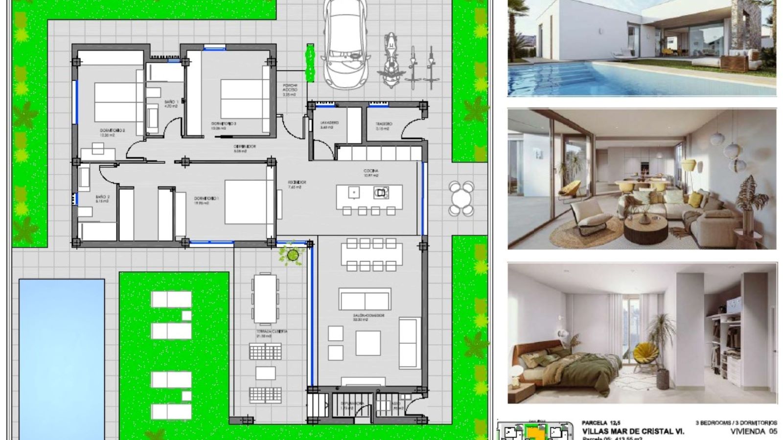 Plan piętra dla Villa ref 4204 dla sale w MAR MENOR (SOUTH) Hiszpania - Murcia Dreams