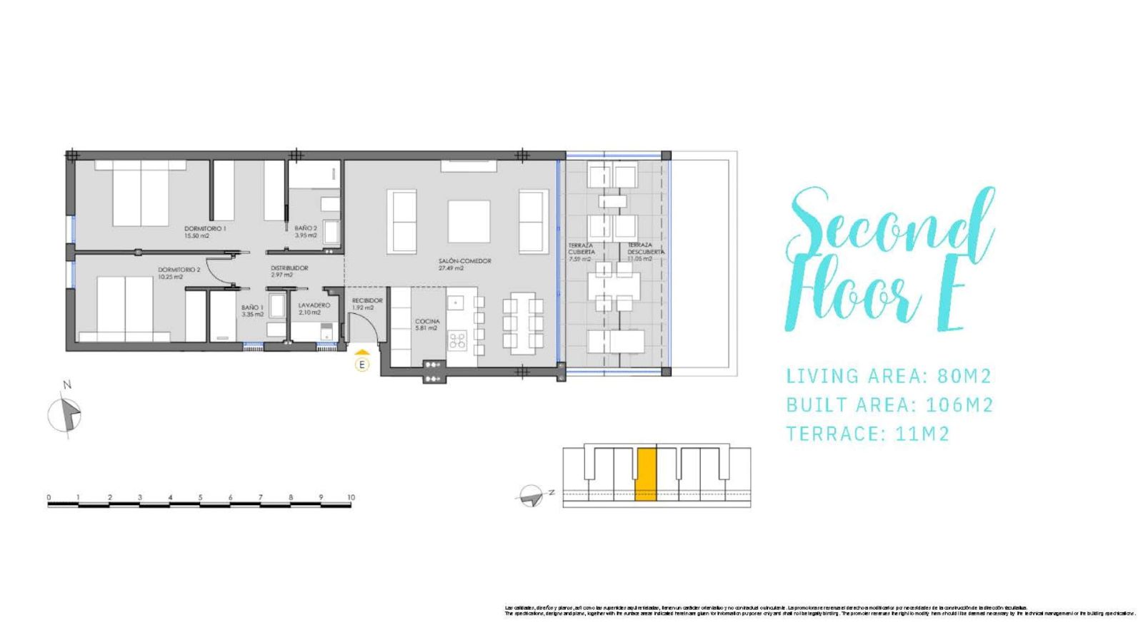 Plan piętra dla Apartment ref 4210 dla sale w MAR MENOR (SOUTH) Hiszpania - Murcia Dreams