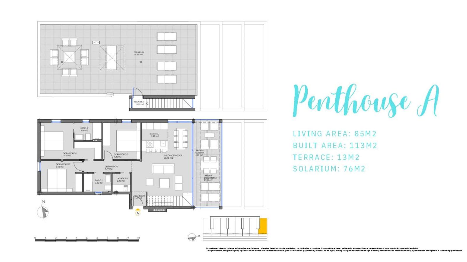 Plan piętra dla Apartment ref 4212 dla sale w MAR MENOR (SOUTH) Hiszpania - Murcia Dreams