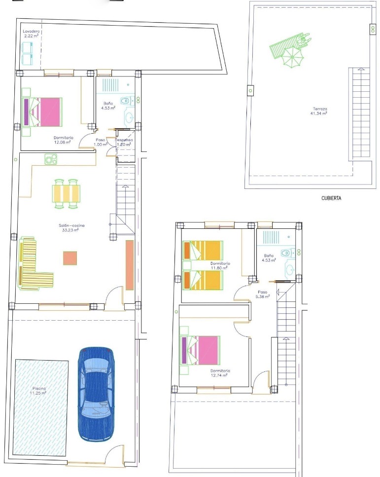 Plan piętra dla Villa ref 3866 dla sale w Lo Pagan Hiszpania - Murcia Dreams