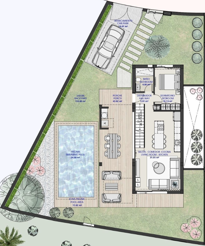 Plan piętra dla Villa ref 3894 dla sale w SANTA ROSALIA LAKE AND LIFE RESORT Hiszpania - Murcia Dreams