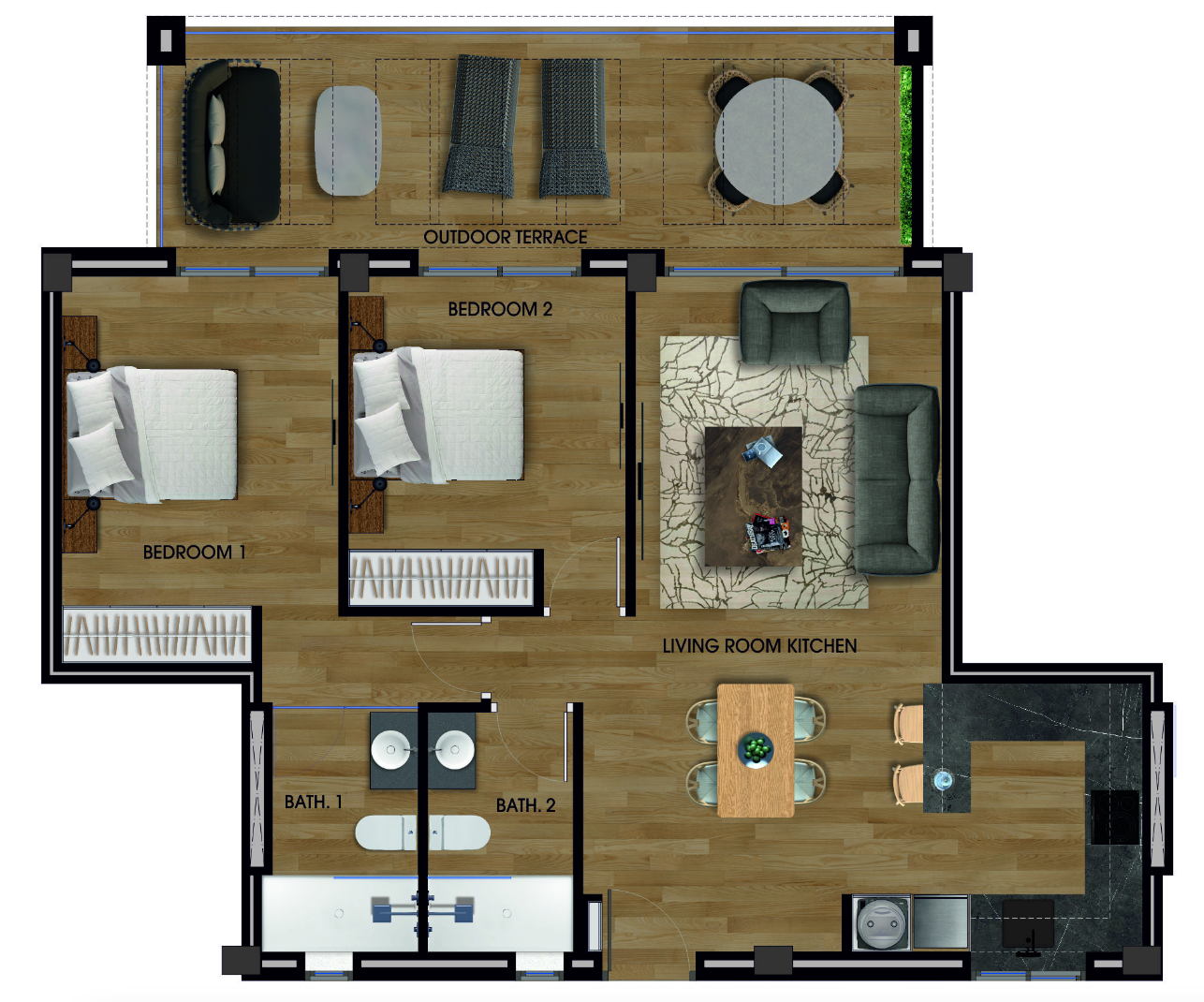 Plan piętra dla Apartment ref 4250 dla sale w LOS ALCAZARES Hiszpania - Murcia Dreams