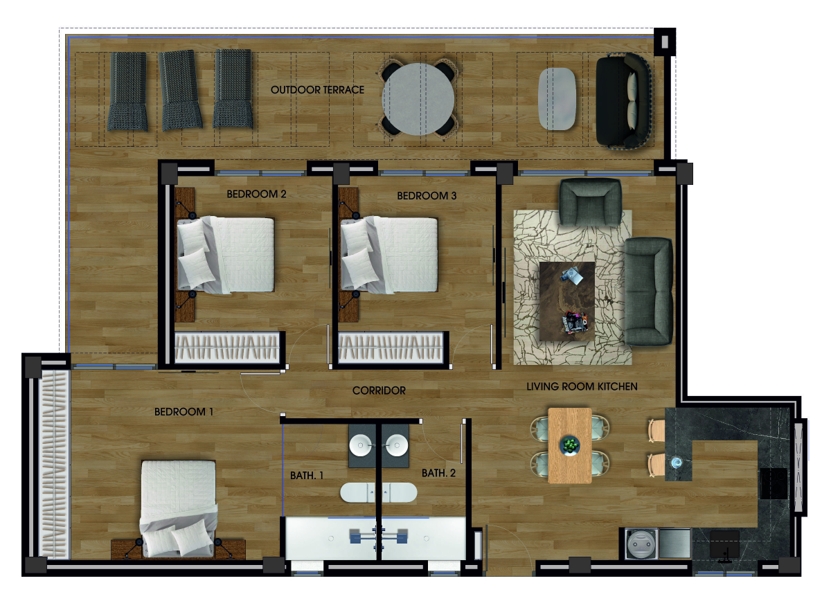 Floor plan for Apartment ref 4251 for sale in LOS ALCAZARES Spain - Murcia Dreams