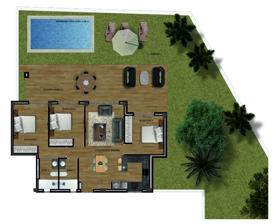 Plan piętra dla Apartment ref 4256 dla sale w LOS ALCAZARES Hiszpania - Murcia Dreams
