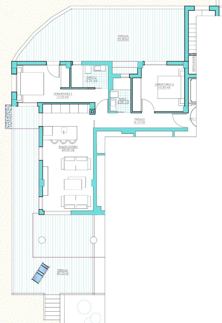 Floor plan for Apartment ref 3906 for sale in Santa Rosalía Spain - Murcia Dreams