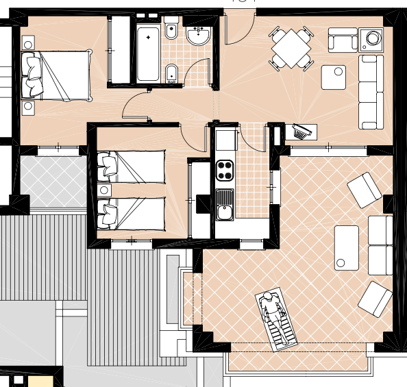 Floor plan for Apartment ref 4261 for sale in EL VALLE GOLF RESORT Spain - Murcia Dreams