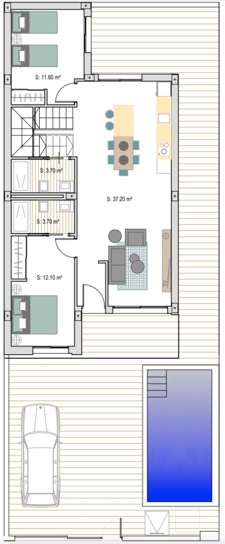 Plan piętra dla Villa ref 4274 dla sale w RODA GOLF Hiszpania - Murcia Dreams