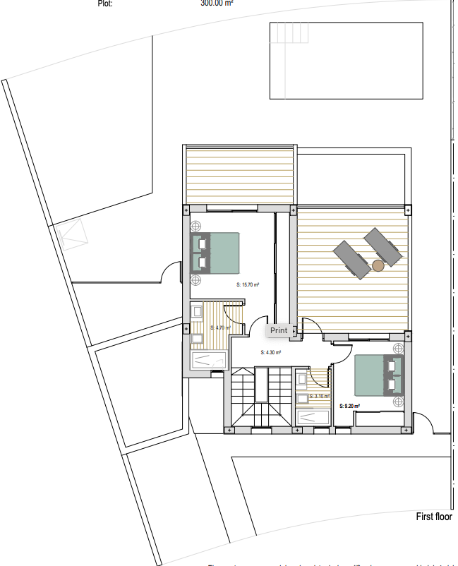 Plan piętra dla Villa ref 4275 dla sale w RODA GOLF Hiszpania - Murcia Dreams