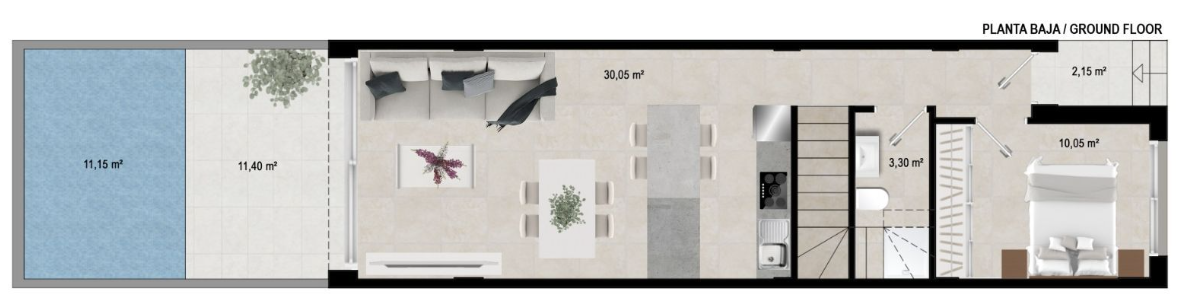 Plan piętra dla Villa ref 3936 dla sale w SAN JAVIER Hiszpania - Murcia Dreams