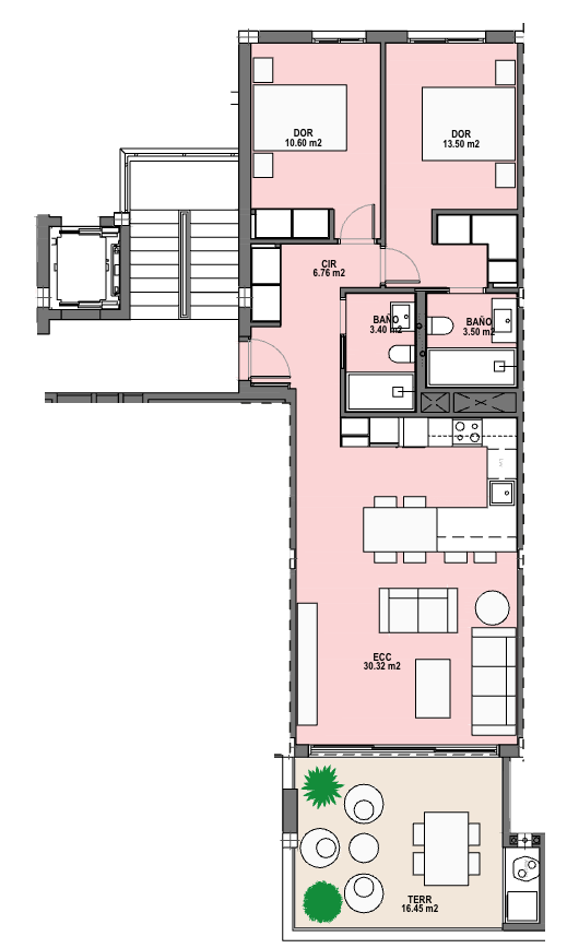 Floor plan for Apartment ref 4289 for sale in SANTA ROSALIA LAKE AND LIFE RESORT Spain - Murcia Dreams