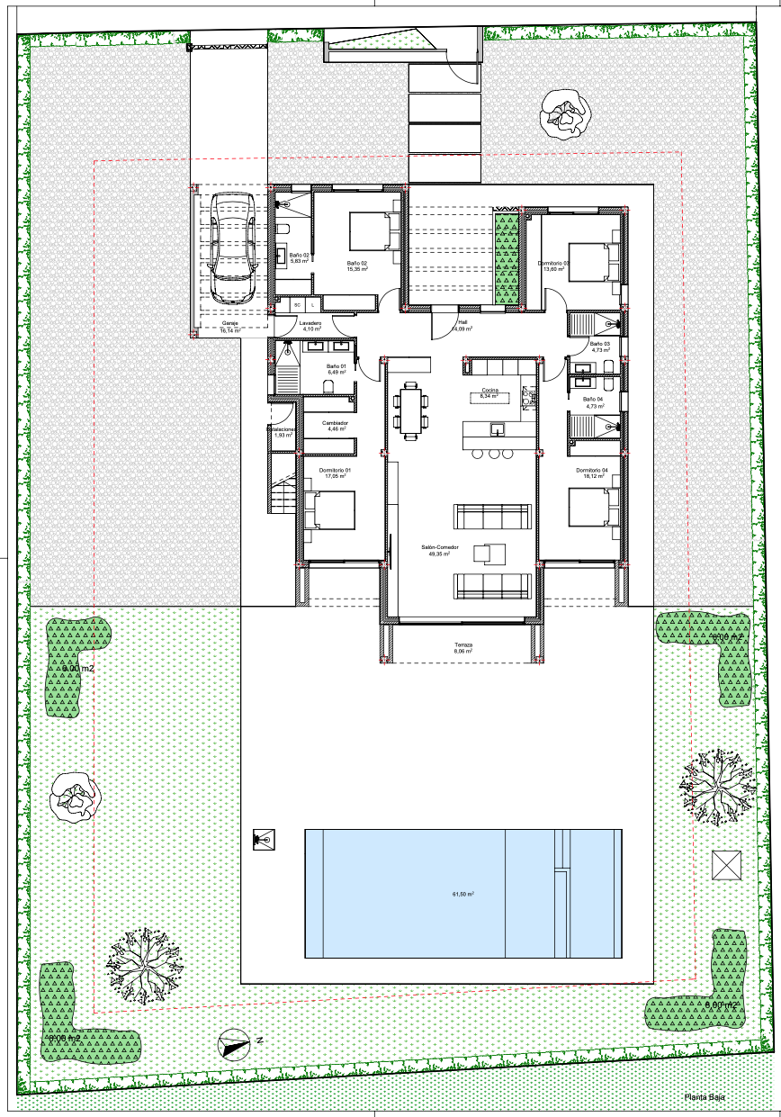 Plan piętra dla Luxury Villa ref 3068 dla sale w Altaona Golf And Country Village Hiszpania - Murcia Dreams
