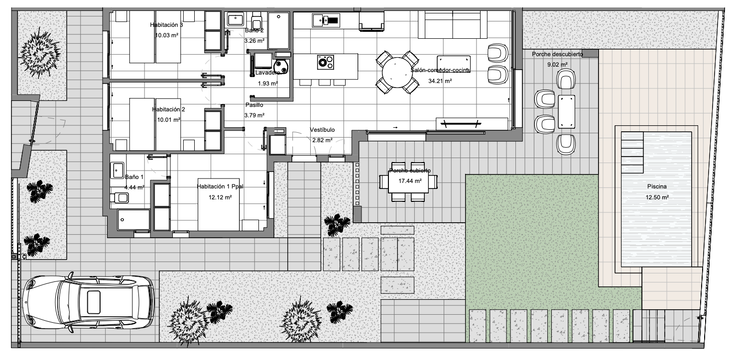 Plattegrond voor Villa ref 4296 voor sale in SANTIAGO DE LA RIBERA Spanje - Murcia Dreams