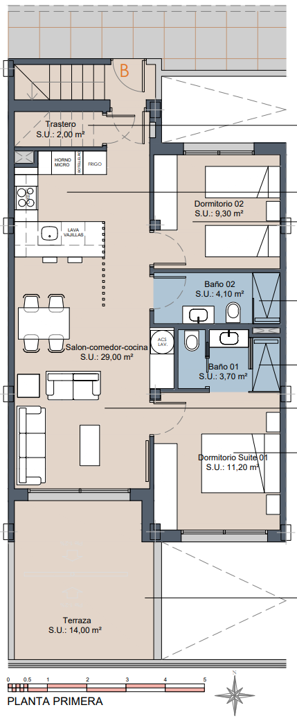 Plan piętra dla Apartment ref 4301 dla sale w LOS ALCAZARES Hiszpania - Murcia Dreams