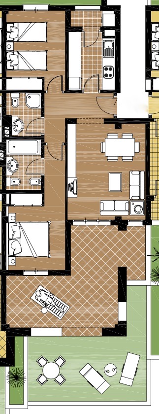 Plan piętra dla Apartment ref 3726 dla sale w El Valle Golf Resort Hiszpania - Murcia Dreams