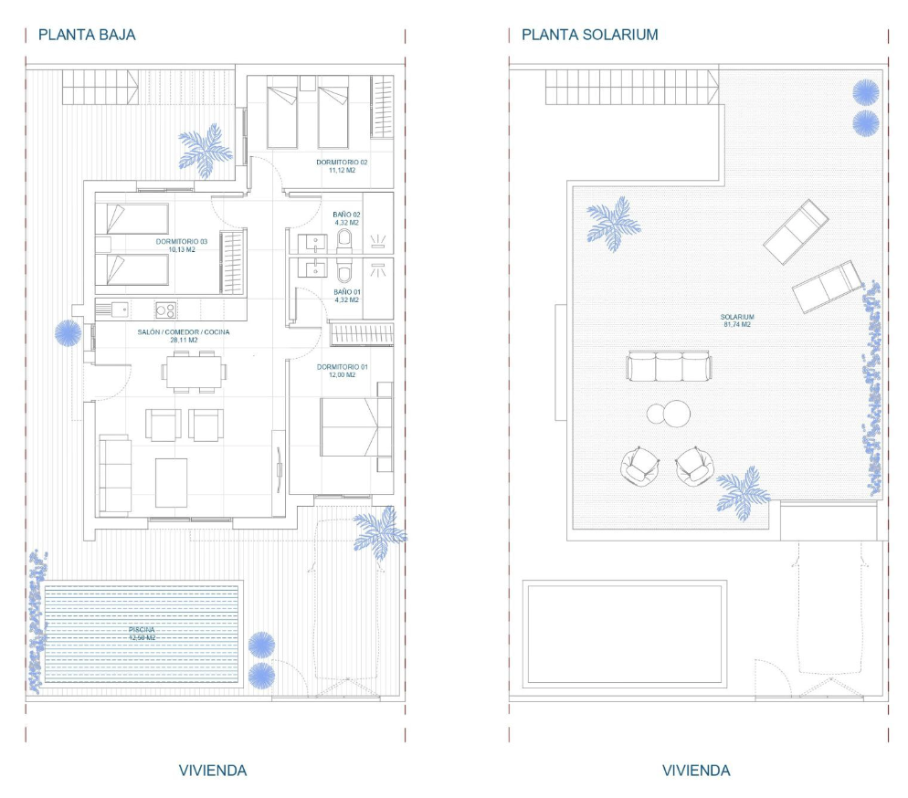 Plan piętra dla Villa ref 3714 dla sale w Balsicas Hiszpania - Murcia Dreams