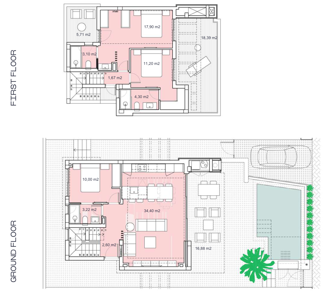 Plan piętra dla Luxury Villa ref 3723 dla sale w Santa Rosalia Lake And Life Resort Hiszpania - Murcia Dreams