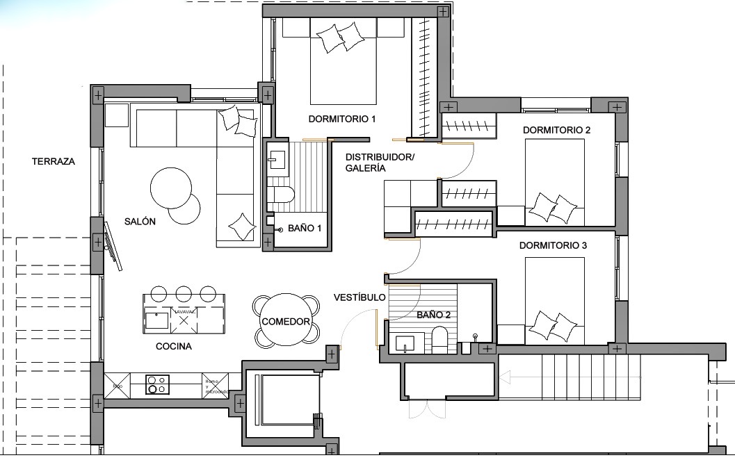 Plan piętra dla Apartment ref 3712 dla sale w Santa Rosalia Lake And Life Resort Hiszpania - Murcia Dreams