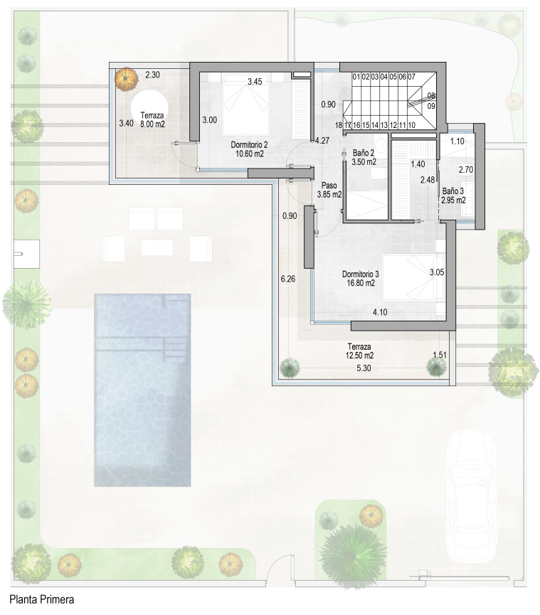Plan piętra dla Luxury Villa ref 4002 dla sale w Santa Rosalía Hiszpania - Murcia Dreams