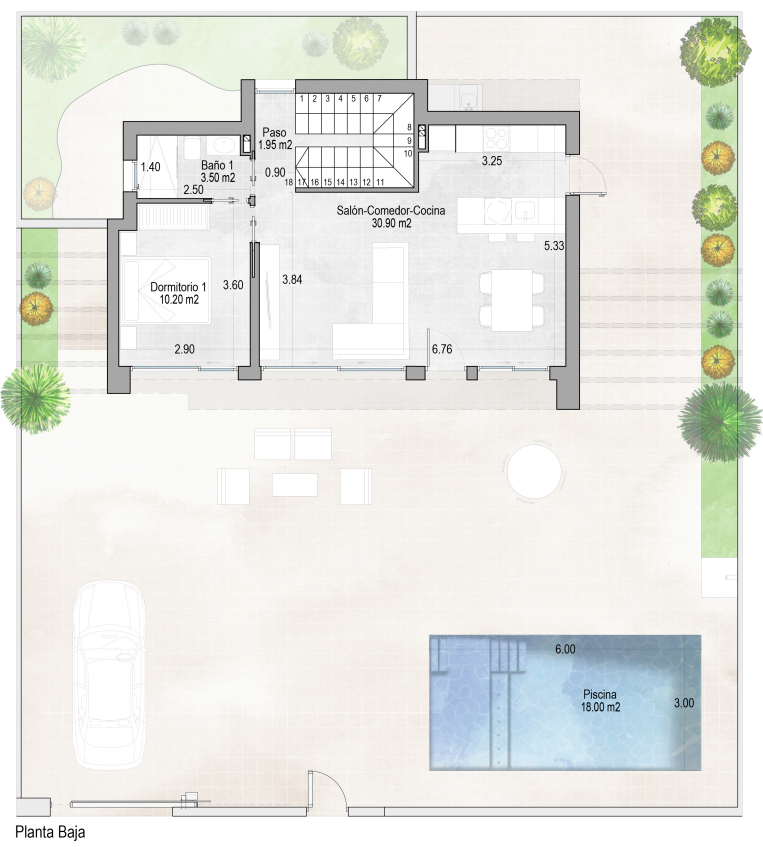 Plan piętra dla Villa ref 4003 dla sale w Santa Rosalía Hiszpania - Murcia Dreams