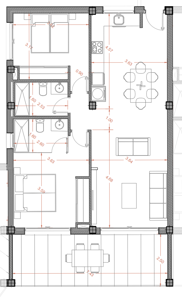 Floor plan for Apartment ref 4007 for sale in San Javier Spain - Murcia Dreams