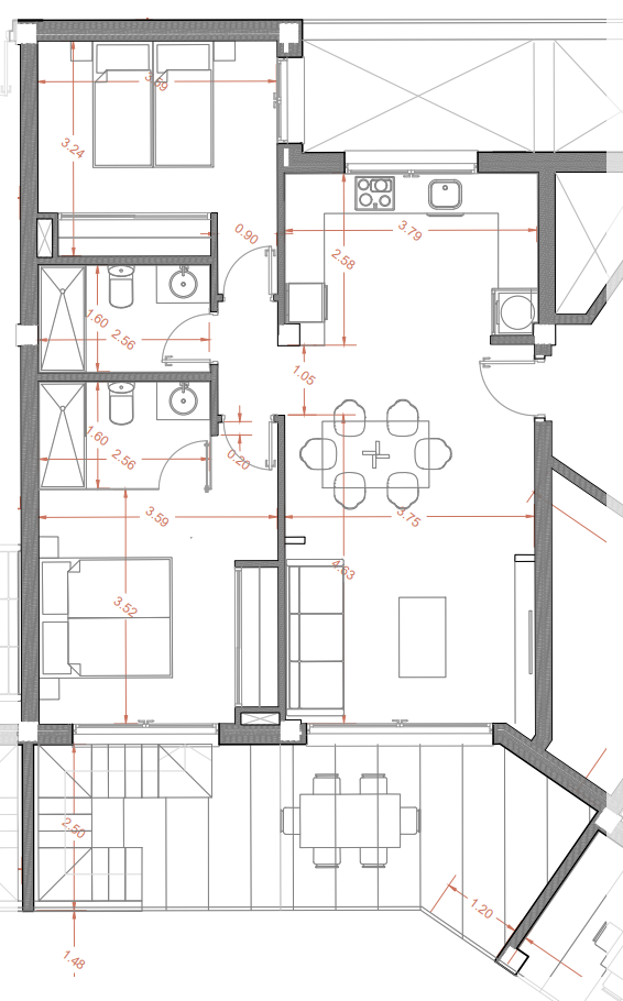 Floor plan for Apartment ref 4008 for sale in San Javier Spain - Murcia Dreams