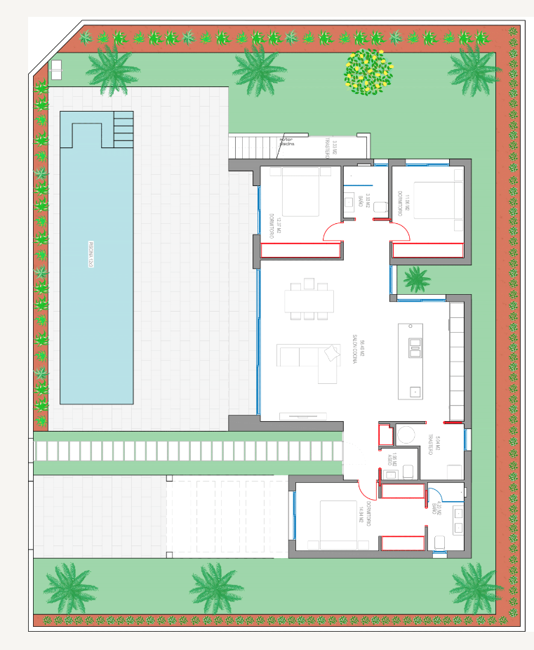 Plan piętra dla Villa ref 4307 dla sale w LOS ALCAZARES Hiszpania - Murcia Dreams