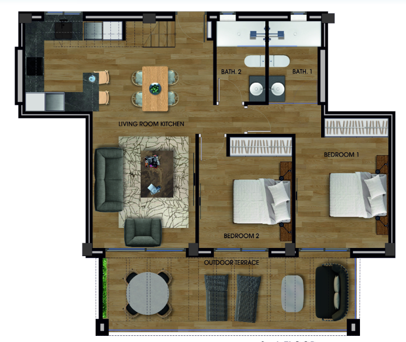 Plan piętra dla Apartment ref 4323 dla sale w LOS ALCAZARES Hiszpania - Murcia Dreams