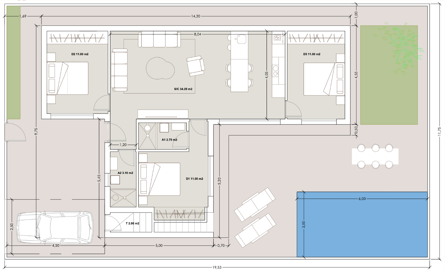Plan piętra dla Villa ref 4058 dla sale w ROLDAN Hiszpania - Murcia Dreams