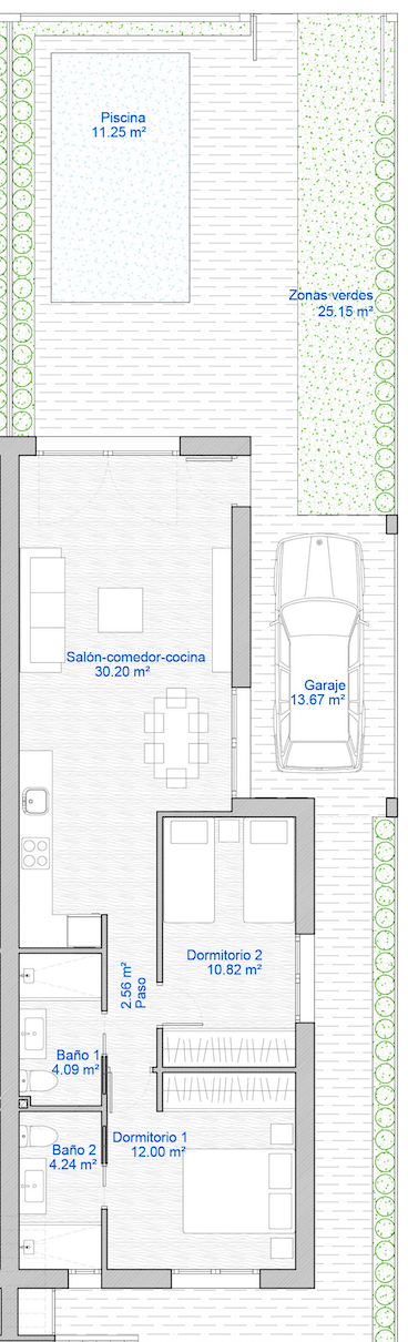 Plan piętra dla Villa ref 4062 dla sale w LOS ALCAZARES Hiszpania - Murcia Dreams