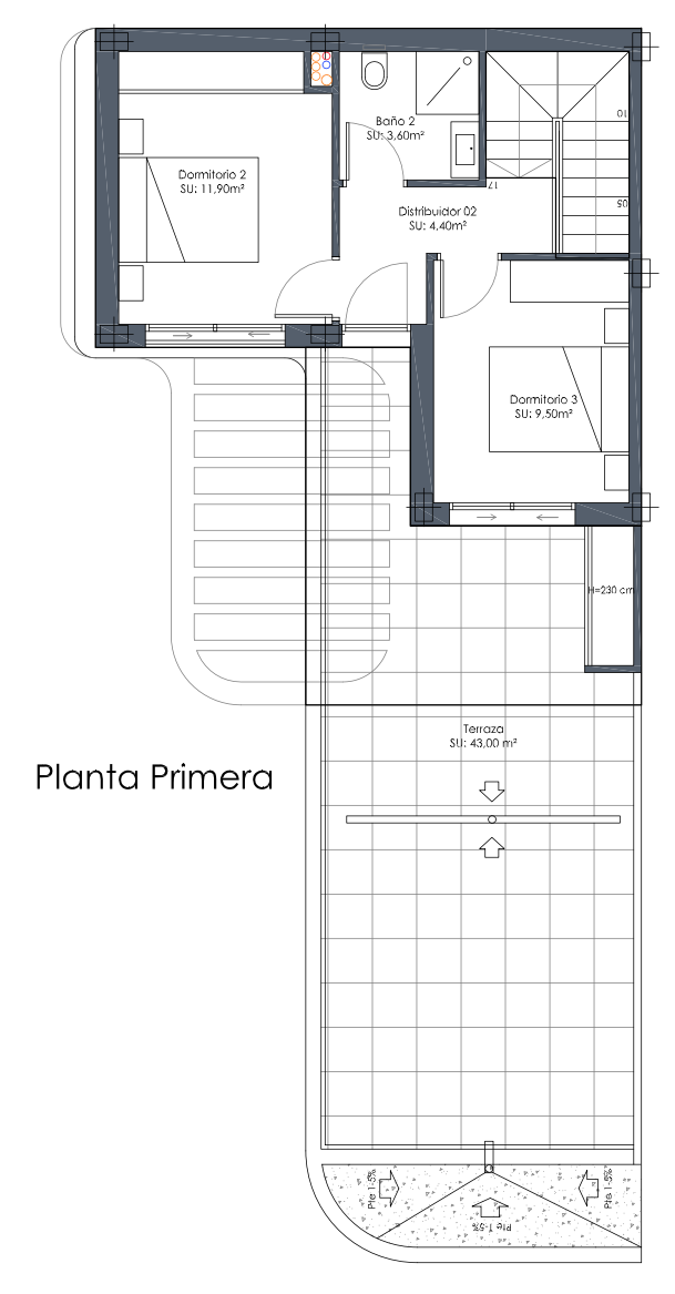 Plan piętra dla Villa ref 4066 dla sale w LOS ALCAZARES Hiszpania - Murcia Dreams