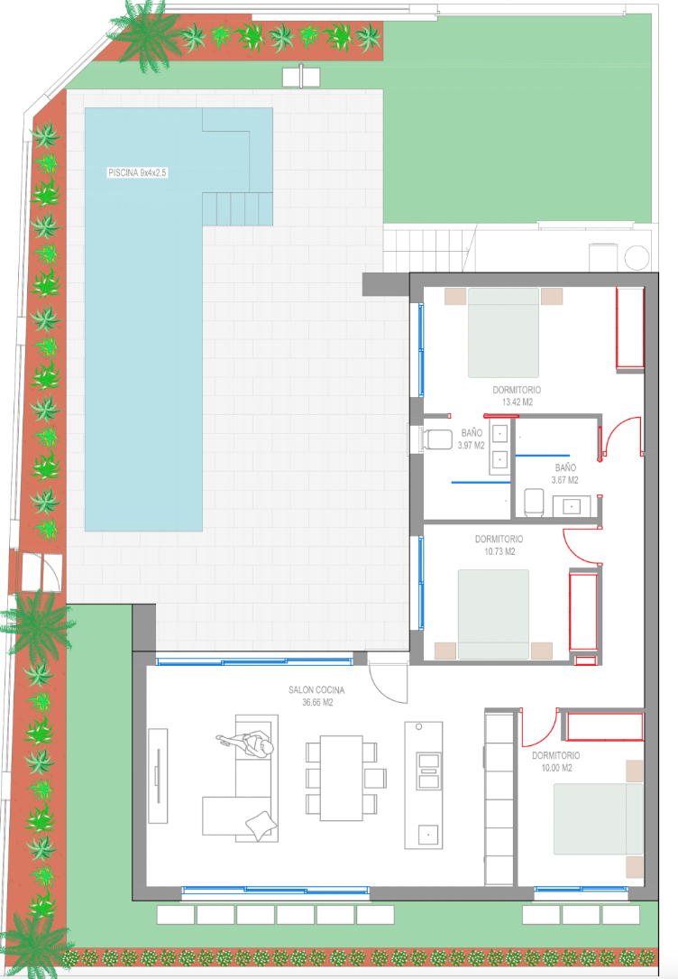 Plan piętra dla Villa ref 4083 dla sale w San Javier Hiszpania - Murcia Dreams