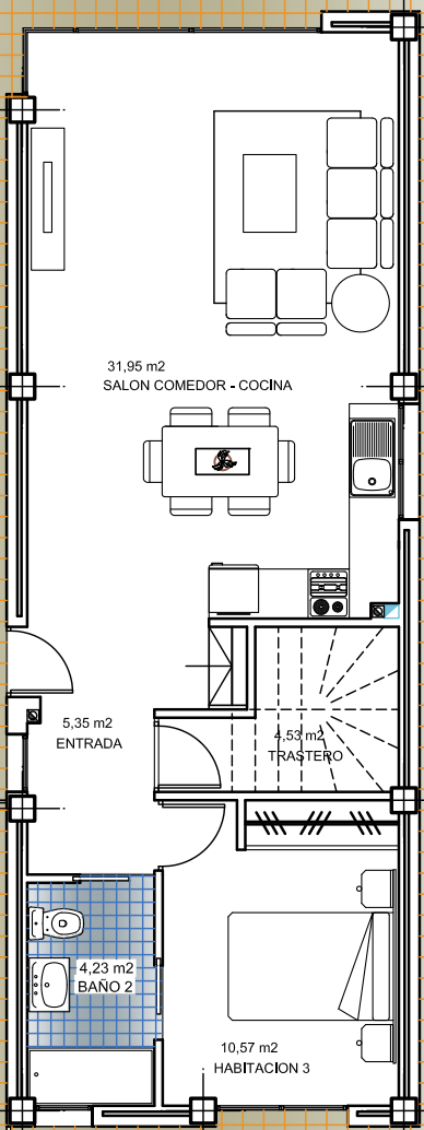 Plan piętra dla Villa ref 4090 dla sale w LOS ALCAZARES Hiszpania - Murcia Dreams
