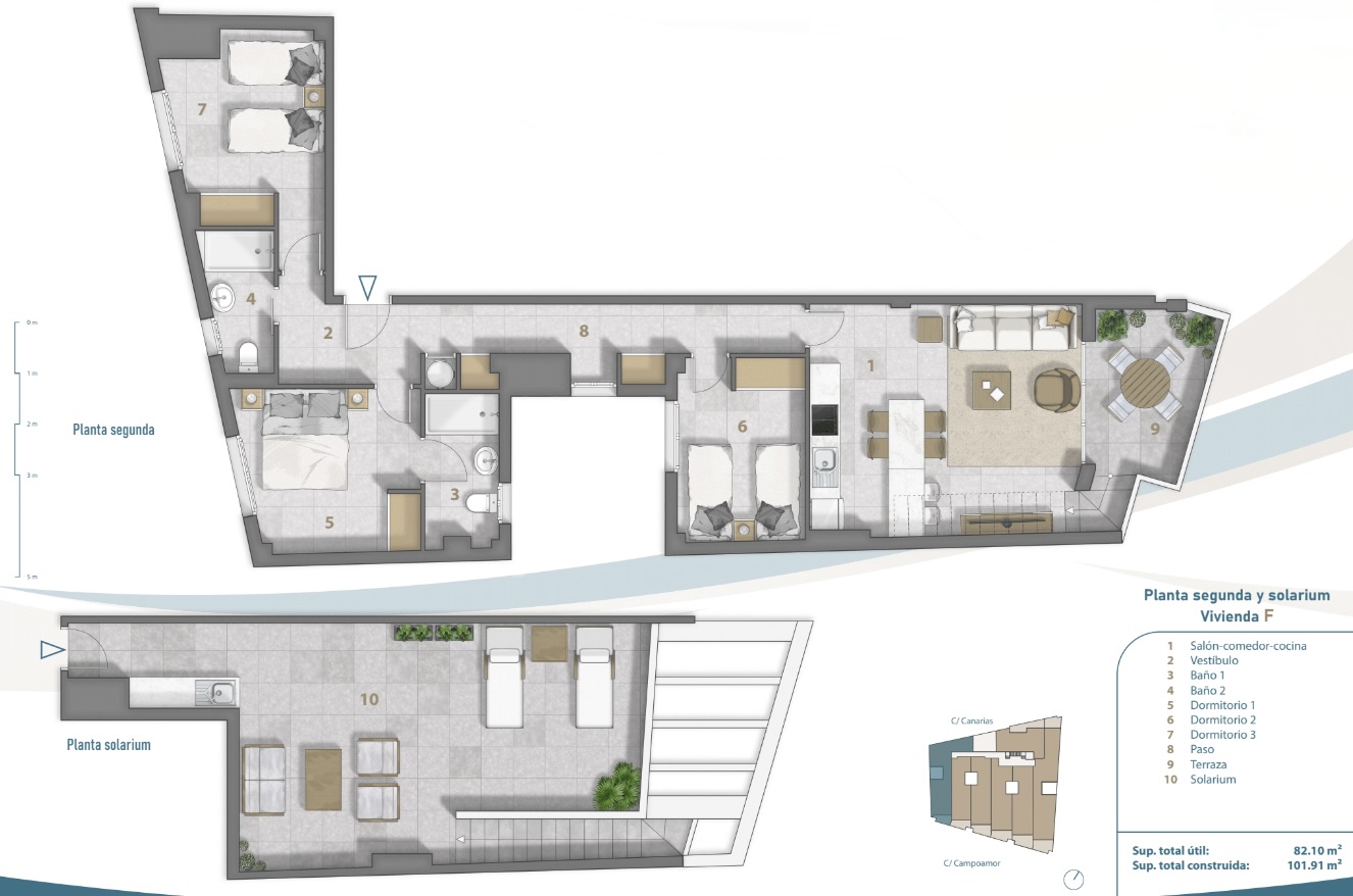 Floor plan for Apartment ref 4332 for sale in LO PAGAN Spain - Murcia Dreams