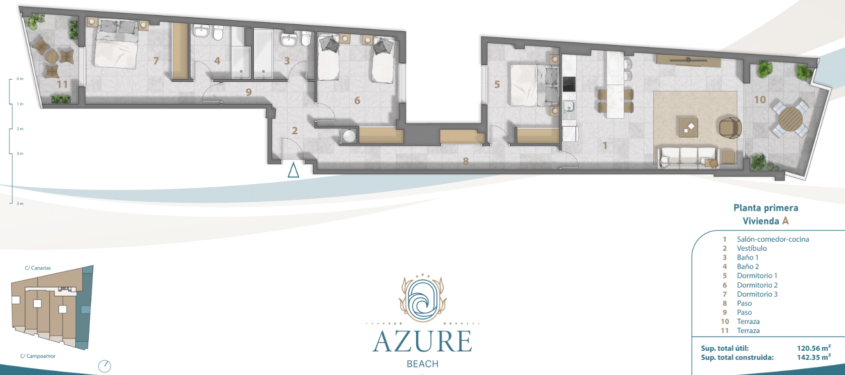 Floor plan for Apartment ref 4331 for sale in LO PAGAN Spain - Murcia Dreams