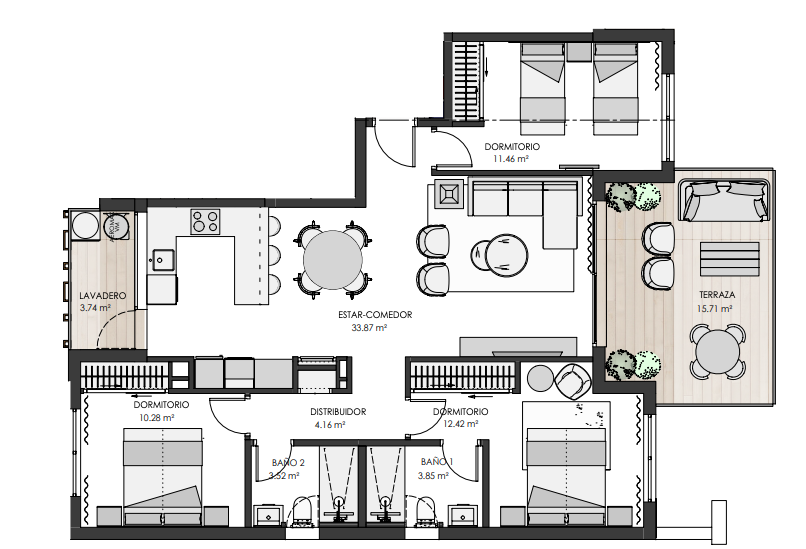 Plattegrond voor Apartment ref 4333 voor sale in SANTA ROSALIA LAKE AND LIFE RESORT Spanje - Murcia Dreams