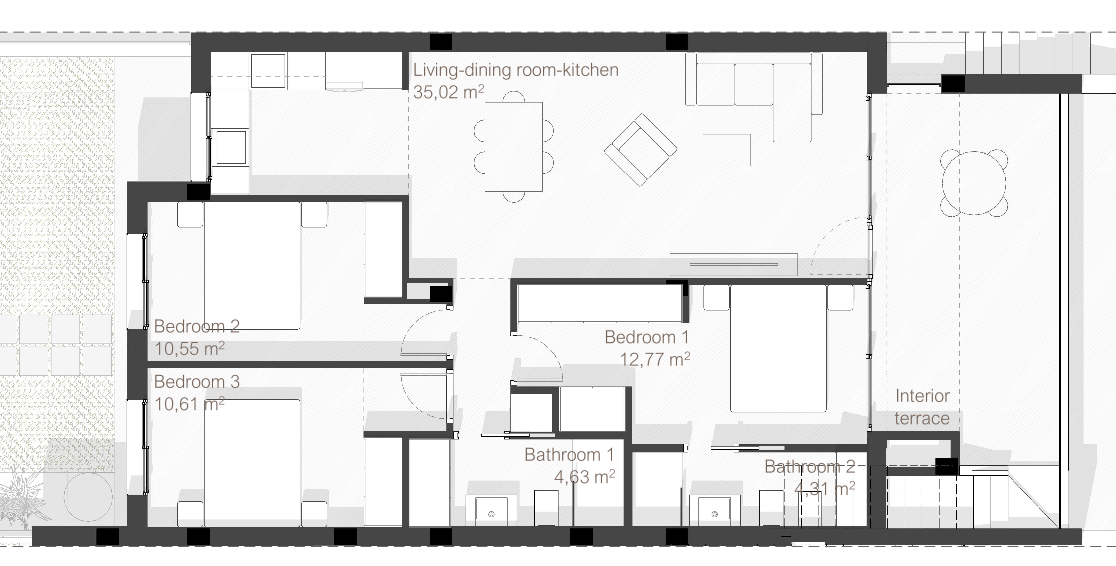 Grundriss für Wohnung ref 4334 für sale in RODA GOLF Spanien - Murcia Dreams