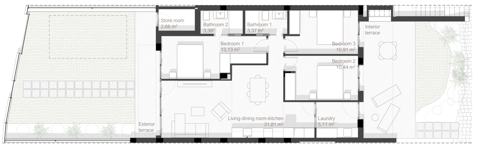 Grundriss für Wohnung ref 4335 für sale in RODA GOLF Spanien - Murcia Dreams