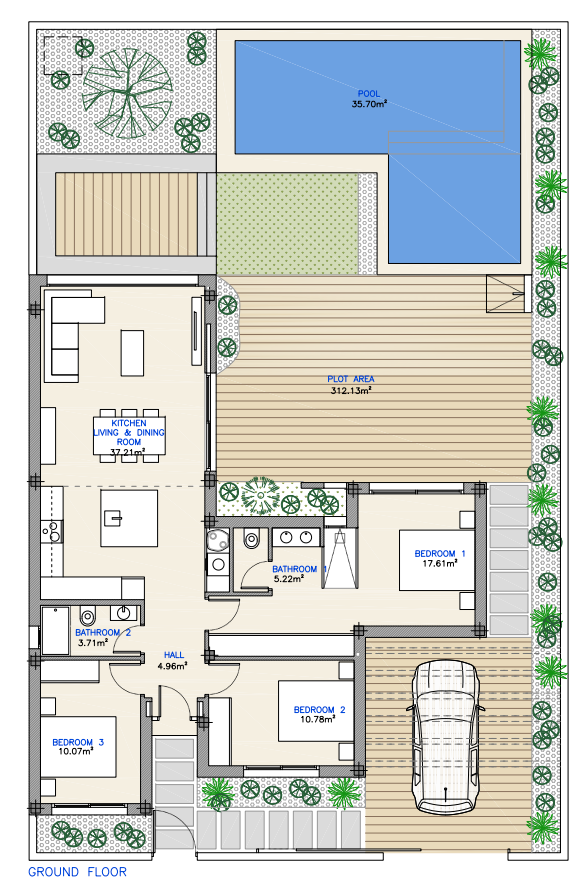 Plan piętra dla Villa ref 4338 dla sale w LOS ALCAZARES Hiszpania - Murcia Dreams